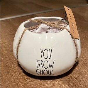 NWT Rae Dunn White 'You Grow Ghoul' Ceramic Planter